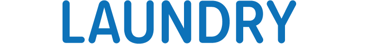 Laundry text logo in blue color